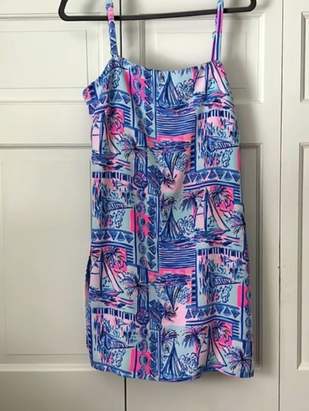 Lilly Pulitzer Pink & Blue Tropical Print Romper